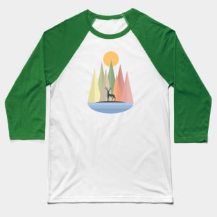 Deer in Nature Landscape Collage Baseball T-Shirt